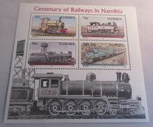 Load image into Gallery viewer, 1995 CENTENARY OF RAILWAYS IN NAMIBIA MINI SHEET OF 4 STAMPS MNH
