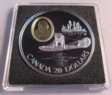 Load image into Gallery viewer, 1994 HISTORY OF POWERED FLIGHT CURTISS HS2L 1oz SILVER PROOF CANADA $20 COIN
