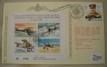 Load image into Gallery viewer, 1987 75th ANNI FORMATION,ROYAL FLYING CORPS A/C WIDDOWS SIGNED FLOWN STAMP COVER
