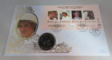 1997 DIANA PRINCESS OF WALES 1961-1997 NIUE 1 DOLLAR BENHAM COIN COVER PNC
