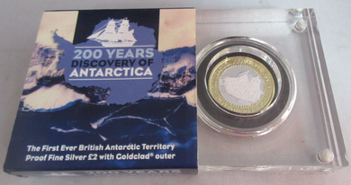 2020 200 YEARS DISCOVERY OF ANTARCTICA FIRST EVER BAT FINE SILVER PROOF £2 Coin