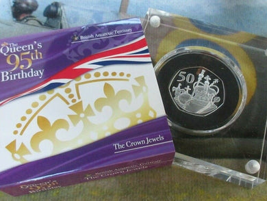 2021 The Queens 95th Birthday Crown Jewels Proof Sterling Silver 50p Coin - BAT