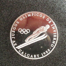 Load image into Gallery viewer, 1988 Panama 1 balboa Olympic Winter Games Calgary SKI JUMP proof silver coin
