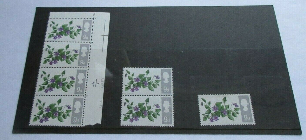 1967 FLOWERS 9d 7 STAMPS MNH WITH CLEAR FRONTED STAMP HOLDER