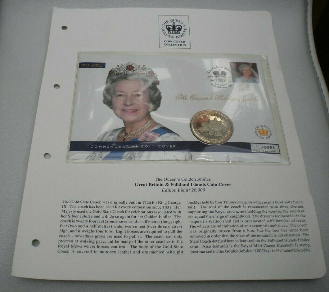 1952-2002 THE QUEEN'S GOLDEN JUBILEE, FALKLAND ISLAND BUNC 50p CROWN COIN PNC