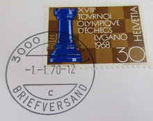 Load image into Gallery viewer, 18TH CHESS OLYMPIAD FIRST DAY STAMP COVER POSTMARKED BERN1 BRIEFVERSAND
