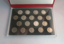 Load image into Gallery viewer, 1937-1952 KING GEORGE VI BARE HEAD SILVER SIXPENCE 18 COIN COLLECTION BOXED
