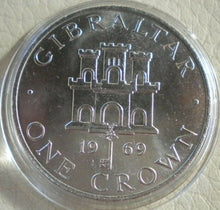 Load image into Gallery viewer, 1969 QUEEN ELIZABETH II GIBRALTAR ONE CROWN COIN PRESENTED IN CLEAR CAPSULE
