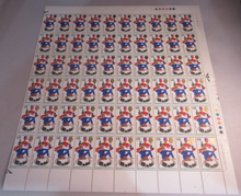 Load image into Gallery viewer, 1968 HAPPY CHRISTMAS 1/6 HALF SHEET 60 STAMPS MNH WITH T-LIGHTS &amp; STAMP HOLDER
