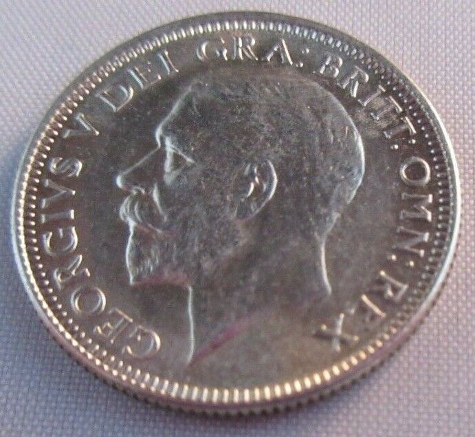 1929 KING GEORGE V BARE HEAD .500 SILVER UNC ONE SHILLING COIN IN CLEAR FLIP