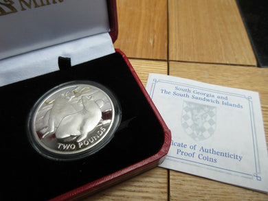 2017 SILVER PROOF 1 OZ COIN ELEPHANT SEAL GEORGIA & SANDWICH ISLANDS BOX/COA