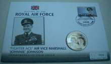 Load image into Gallery viewer, 2008 FIGHTER ACE AIR VICE MARSHALL JOHNNIE JOHNSON, RAF PROOF £5 COIN COVER PNC
