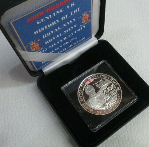 2005 HISTORY OF THE ROYAL NAVY JOHN WOODWARD SILVER PROOF £5 COIN ROYAL MINT A1
