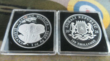 Load image into Gallery viewer, 2021 AFRICA WILDLIFE ELEPHANT 100 SHILLINGS 1oz .999 BU silver QUAD CAPSULE
