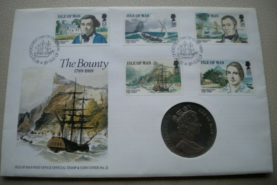 1789-1989 THE BOUNTY ONE CROWN COIN COVER PNC WITH CERTIFICATE OF AUTHENTICITY