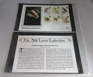 1998 ENDANGERED SPECIES SILK FIRST DAY COVER & INFORMATION CARD WITH ALBUM SHEET