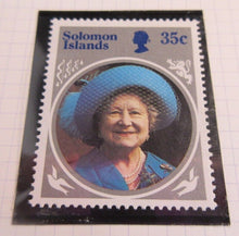 Load image into Gallery viewer, 1985 HMQE QUEEN MOTHER 85th ANNIV COLLECTION SOLOMON ISLANDS STAMPS ALBUM SHEET
