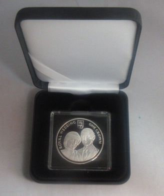 1981 Charles and Diana Royal Wedding Silver Proof 1 Crown Gibraltar Coin Boxed