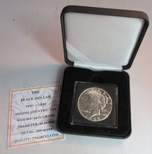 Load image into Gallery viewer, 1926 SILVER PEACE DOLLAR .900 $1 UNC DENVER MINT BOX &amp; COA
