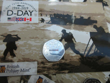 Load image into Gallery viewer, 2019 D-DAY LANDINGS 50P COLORISED USA UK FLAG COIN GIBRALTAR DIAMOND FINISH PACK
