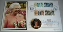 Load image into Gallery viewer, 2016 QEII 90th BIRTHDAY PHOTOGRAPHIC  £5 COIN COVER PNC COA &amp; PADDED ALBUM
