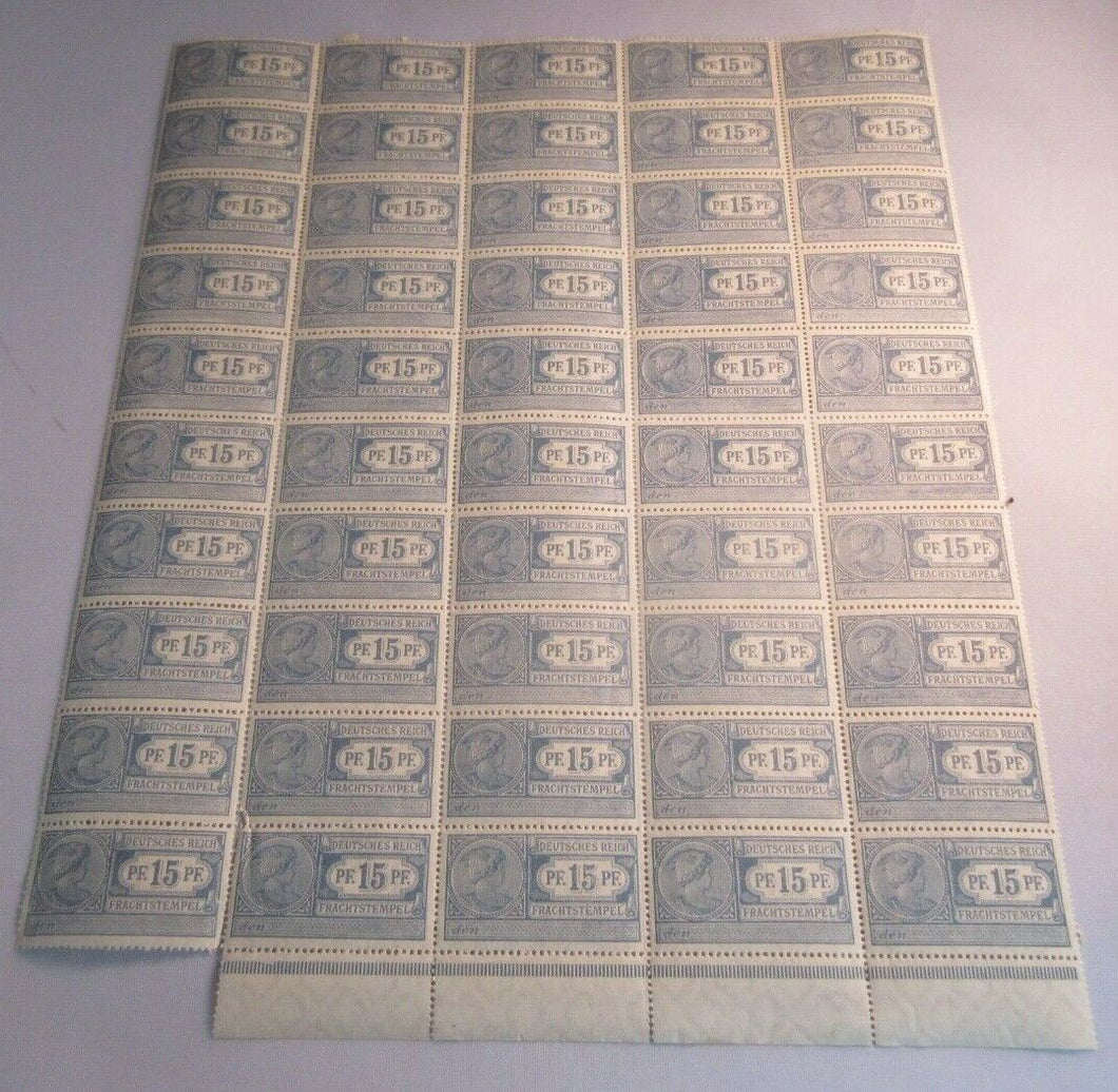 1914 RAILWAY TAX STAMPS DEUTSCHES REICH FRACHTSTEMPEL 50 STAMPS MNH 1