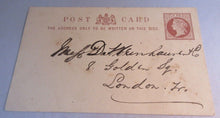 Load image into Gallery viewer, 1880 QUEEN VICTORIA HALF PENNY POSTCARD USED IN CLEAR FRONTED HOLDER
