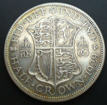 Load image into Gallery viewer, 1929 GEORGE V BARE HEAD COINAGE HALF 1/2 CROWN SPINK 4037 CROWNED SHIELD 1
