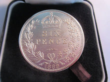 Load image into Gallery viewer, 1889 SIXPENCE SILVER PLATED MEDAL BEAUTIFULLY BOXED TOYE KENNING &amp; SPENCER LTD
