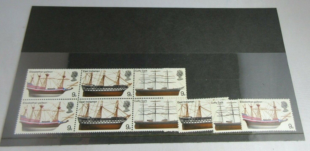 1969 9d CUTTY SARK ELIZABETHAN GALLEON EAST INDIAMAN 9 STAMPS MNH