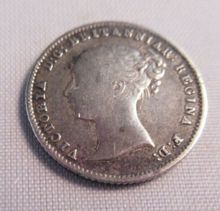 1842 VICTORIA YOUNG HEAD .925 SILVER GROAT FOUR PENCE COIN AEF IN CLEAR FLIP