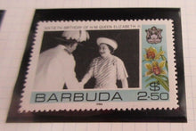 Load image into Gallery viewer, 1986 QUEEN ELIZABETH II 60TH BIRTHDAY BARBUDA MINISHEET + STAMPS &amp; ALBUM SHEET
