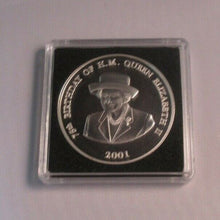 Load image into Gallery viewer, QEII 75th Birthday - 2001 Silver Proof 1oz Zambia 4000 Kwacha Coin BoxCOA
