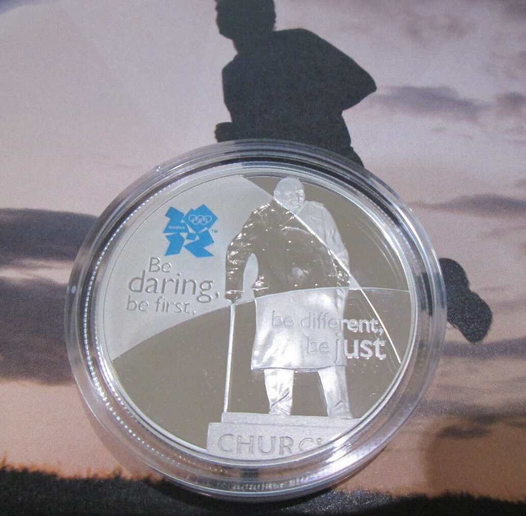 2010 £5 Five Pound SILVER PROOF London 2012 Olympic CHURCHILL SPIRIT SERIES