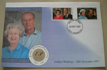 Load image into Gallery viewer, 1947-1997 WEDDING DAY &amp; GOLDEN WEDDING QEII &amp; PRINCE PHILIP DOUBLE STAMP COVER
