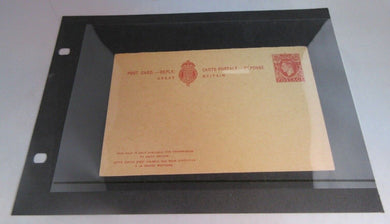 KING GEORGE VI POSTCARD REPLY CARD & CLEAR FRONTED HOLDER