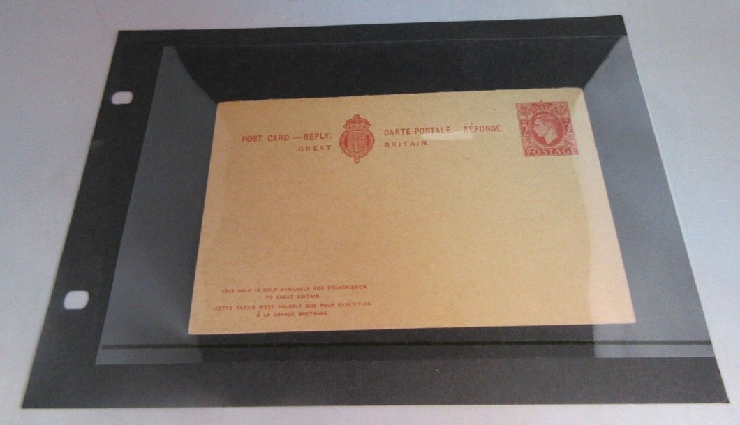 KING GEORGE VI POSTCARD REPLY CARD & CLEAR FRONTED HOLDER