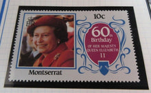 Load image into Gallery viewer, 1986 QUEEN ELIZABETH II 60TH BIRTHDAY MONTSERRAT STAMPS &amp; ALBUM SHEET
