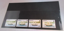 Load image into Gallery viewer, 1992 QUEEN ELIZABETH II JERSEY SHIPS DECIMAL STAMPS  X 4 MNH IN STAMP HOLDER

