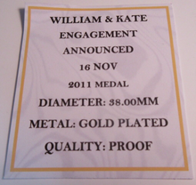 Load image into Gallery viewer, 2010 HRH PRINCE WILLIAM &amp; CATHERINE MIDDLETON ENGAGEMENT ANNOUNCED MEDAL BOX&amp;COA
