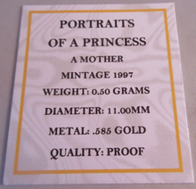 Load image into Gallery viewer, 1997 PORTRAITS OF A PRINCESS A MOTHER MINITURE MEDAL .585 GOLD PROOF BOX &amp; COA
