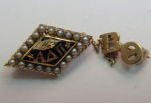 Load image into Gallery viewer, 1933 ALPHA DELTA PI SERORITY BROOCH WITH CHAPTER SAFTY CHAIN IN 14K GOLD
