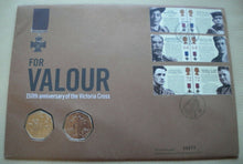 Load image into Gallery viewer, 2006 FOR VALOUR 150TH ANNIVERSARY OF THE VICTORIA CROSS 2 X 50P COINS COVER PNC
