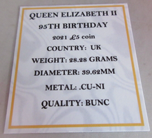 Load image into Gallery viewer, 2021 QUEEN ELIZABETH II 95th BIRTHDAY BUNC £5 FIVE POUND COIN QUAD CAPSULE &amp;COA
