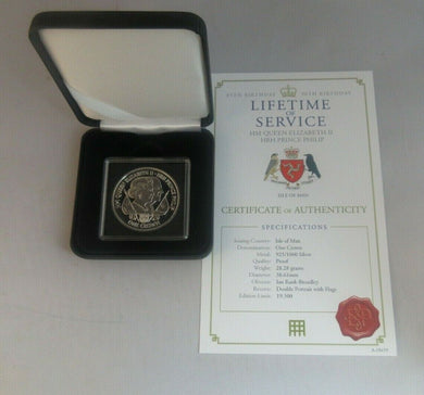 Lifetime of Service Elizabeth & Philip Silver Pf Isle of Man Crown Coin Box/COA
