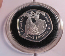 Load image into Gallery viewer, 2007 DIAMOND WEDDING ANNIVERSARY SILVER PROOF ALDERNEY £5 FIVE POUND CROWN
