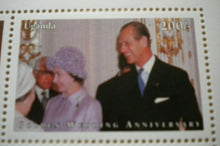 Load image into Gallery viewer, 1947-1997 THE GOLDEN WEDDING ANNIVERSARY QEII PP UGANDA 6 MNH STAMPS/INFO SHEET
