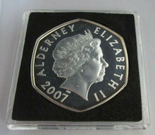 Load image into Gallery viewer, 2007 DIAMOND WEDDING ANNIVERSARY SILVER PROOF ALDERNEY £5 FIVE POUND CROWN&amp;BOX
