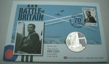 Load image into Gallery viewer, 1940-2010 70th ANNIVER FLIGHT LIEUTENANT ERIC LOCK MINT BUNC £5 COIN COVER PNC
