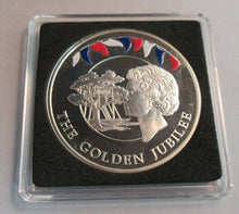 Load image into Gallery viewer, 2002 QEII GOLDEN JUBILEE TREETOPS HONEYMOON 50P CROWN SILVER COLOURED PROOF &amp;BOX
